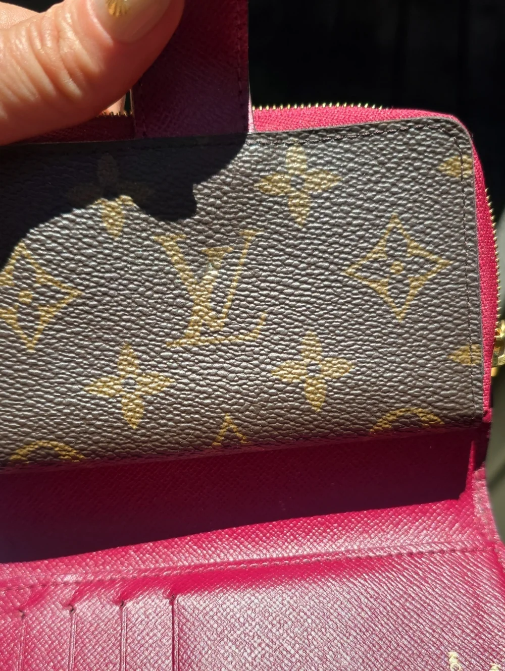 Louis Vuitton Juliette Wallet Monogram Fuchsia Compact Wallet Box Dust Bag